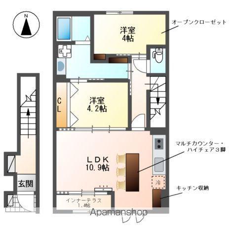 レヴメゾン神山五番館(2LDK/2階)の間取り写真