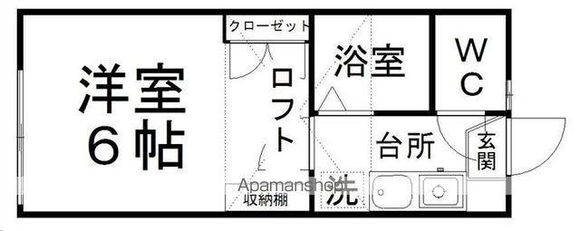 ピースフル泉第6(1K/1階)の間取り写真