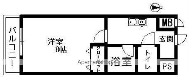 マーブルクレスト五軒家(1K/3階)の間取り写真
