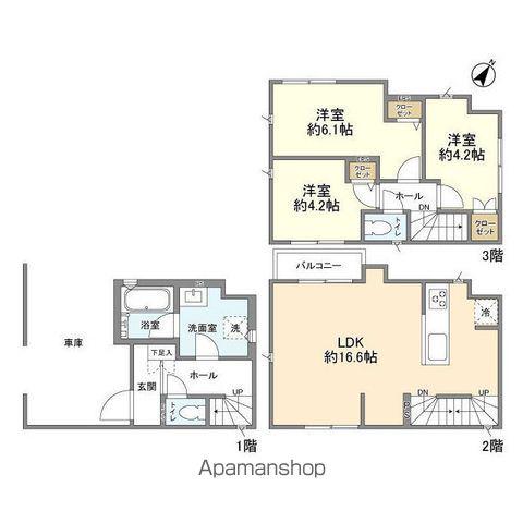 東京地下鉄有楽町線 地下鉄成増駅 徒歩14分 3階建 築2年(3LDK)の間取り写真