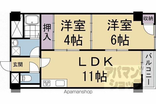 インペリアル西花池(2LDK/1階)の間取り写真