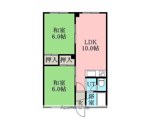 広和第3ハイツ(2DK/1階)の間取り写真