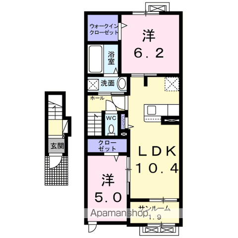 ジェルメ・アンランジュ(2LDK/2階)の間取り写真
