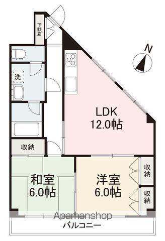 メゾンソレイユ(2LDK/2階)の間取り写真
