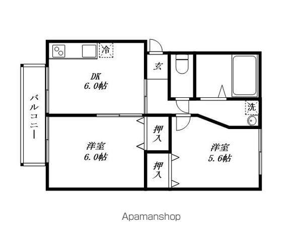 サンシャインパインウェル(2DK/2階)の間取り写真