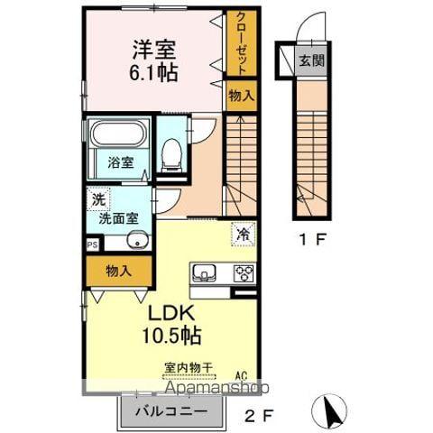 セジュールKⅠ(1LDK/2階)の間取り写真