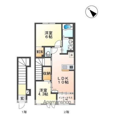 グランドソレーユⅡ番館(2LDK/2階)の間取り写真