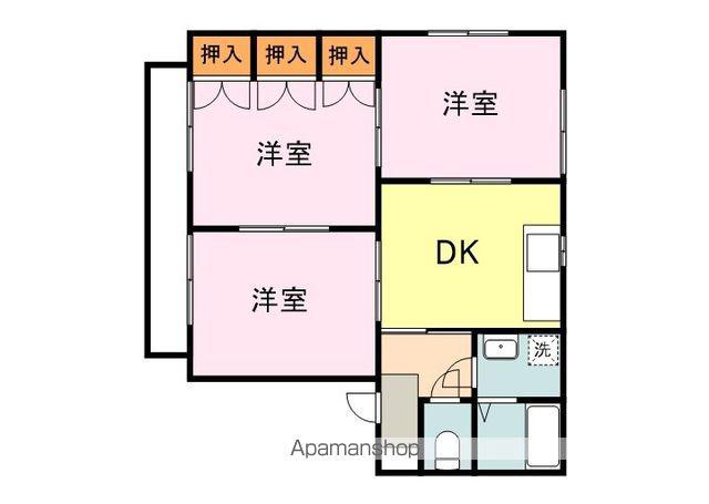 ロアールB(3DK/1階)の間取り写真