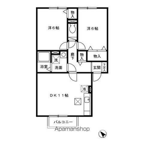 ハイツマールコリーナ(2DK/1階)の間取り写真