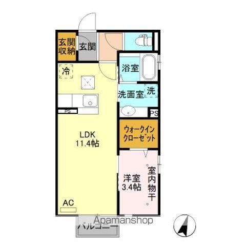 ブライト・フルール(1LDK/1階)の間取り写真