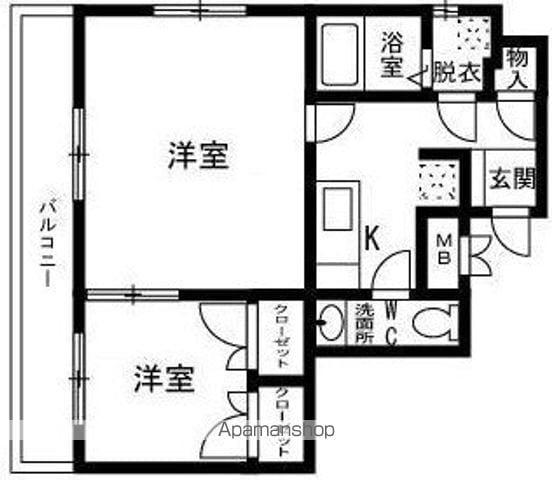 グランディ薬院Ⅰ(2K/8階)の間取り写真