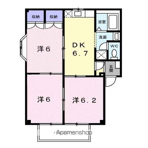 シティハイツ大門B(3DK/2階)の間取り写真