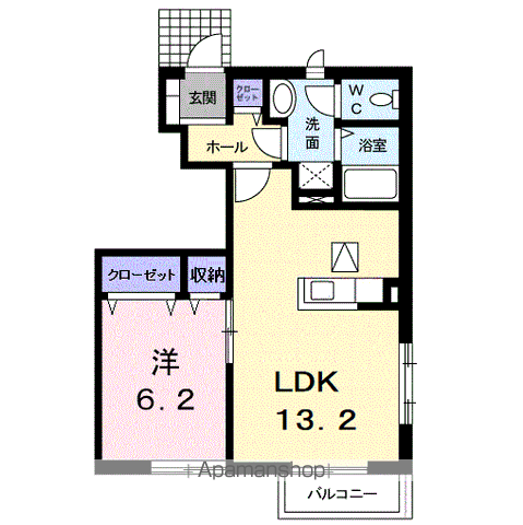 セードルシャンMHSA(1LDK/1階)の間取り写真