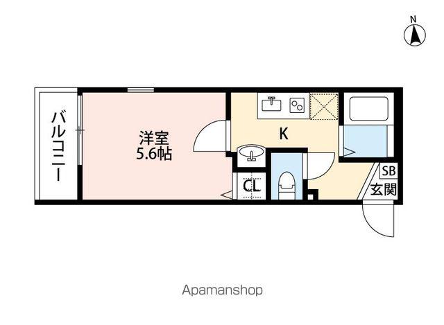 KRASUCO柏(1K/1階)の間取り写真