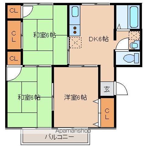 アメニティゾーン沖野(3DK/1階)の間取り写真