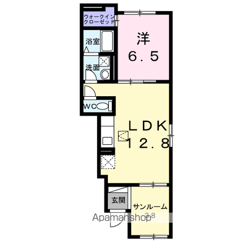 アコヘドール(1LDK/1階)の間取り写真