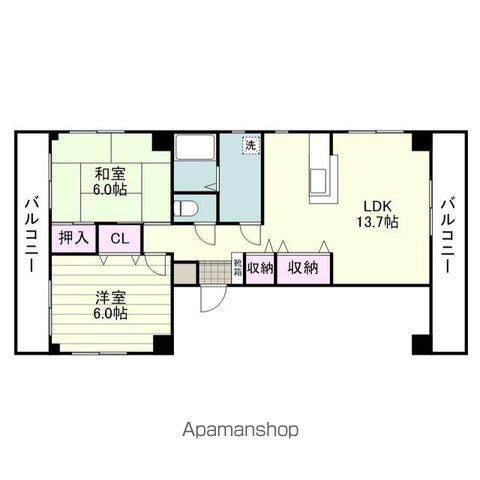パークサイド加治屋(2LDK/3階)の間取り写真