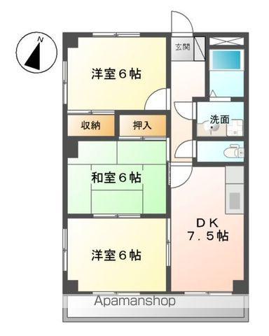 ロイヤルヒルズ(3DK/6階)の間取り写真