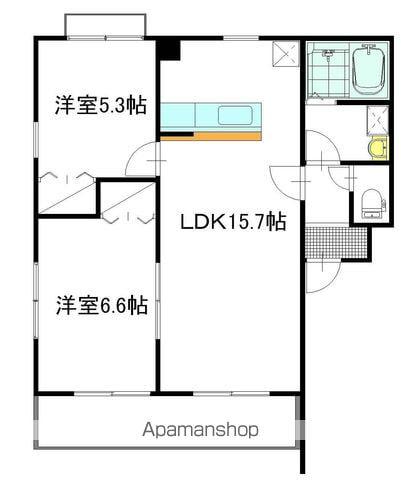 イーストンリバー(2LDK/1階)の間取り写真