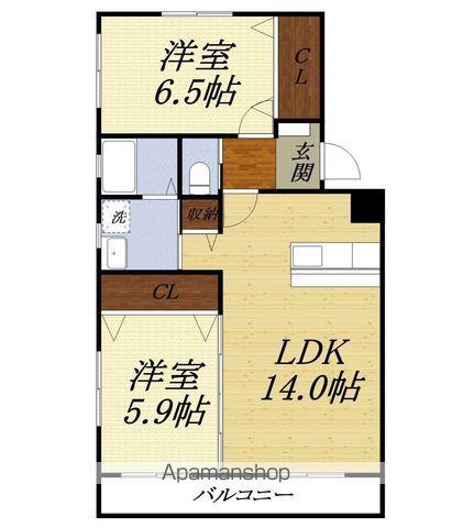 ハイツ・キノト(2LDK/1階)の間取り写真