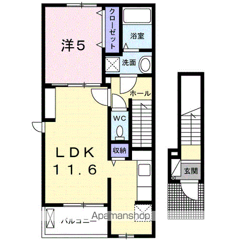 緑ヶ丘グランベルデ(1LDK/2階)の間取り写真
