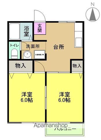 シガハイツⅡ(2DK/1階)の間取り写真