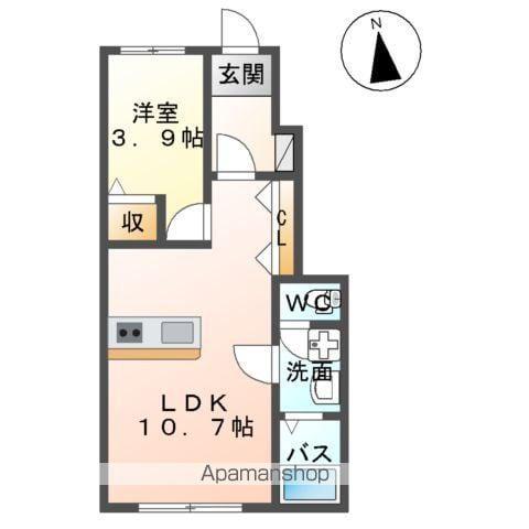 白河中山下アパートB(1LDK/1階)の間取り写真
