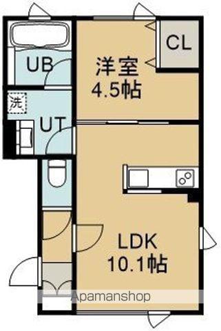ラトゥール谷地頭(1LDK/1階)の間取り写真