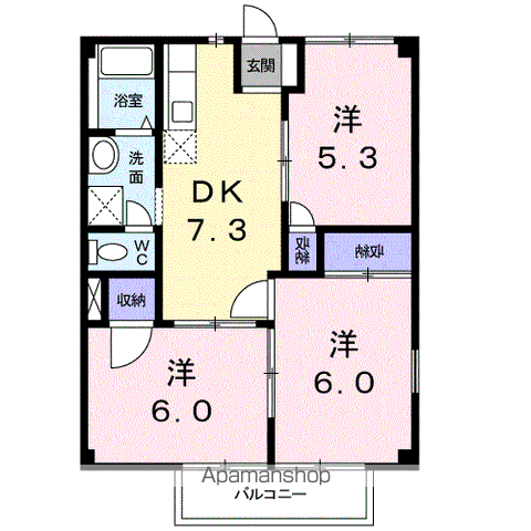 ニューパークハイツ(3DK/2階)の間取り写真