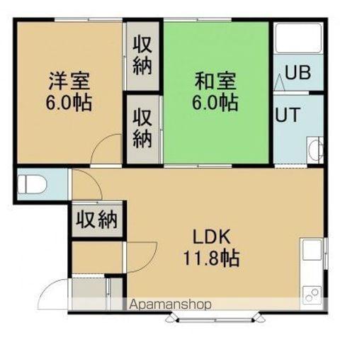マンションあけぼの(2LDK/2階)の間取り写真