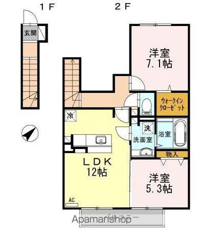 セジュール城東(2LDK/2階)の間取り写真