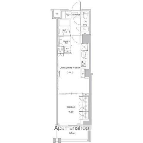 ザ・パークハビオ文京江戸川橋(1LDK/8階)の間取り写真