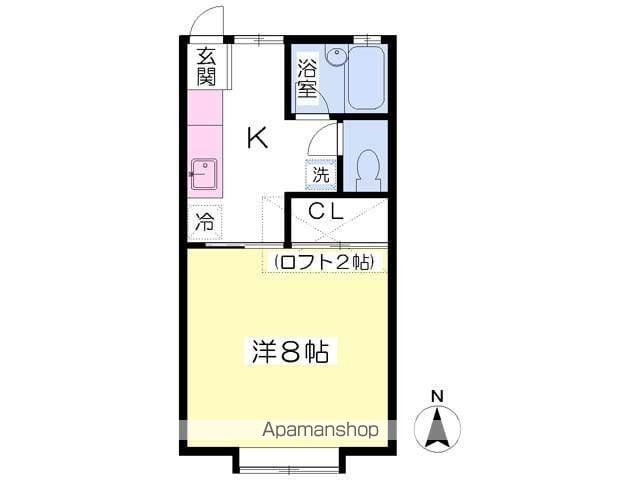 ドリーム館A棟(1K/2階)の間取り写真