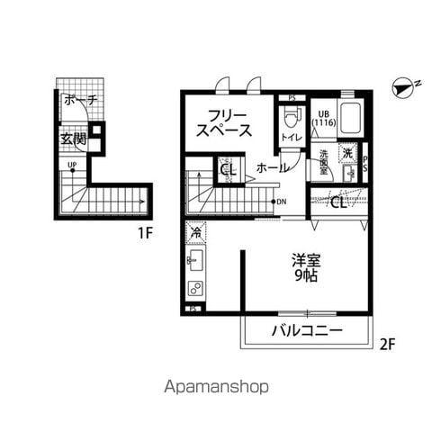 クレール ヴェールメゾンⅠ(1K/2階)の間取り写真