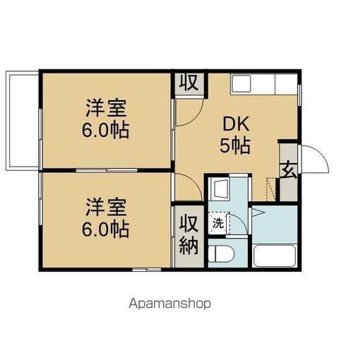 パークサイド緑地(2K/2階)の間取り写真