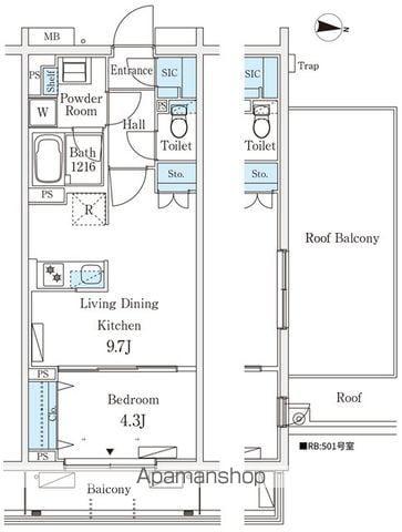 テラス杉並方南町(1LDK/2階)の間取り写真
