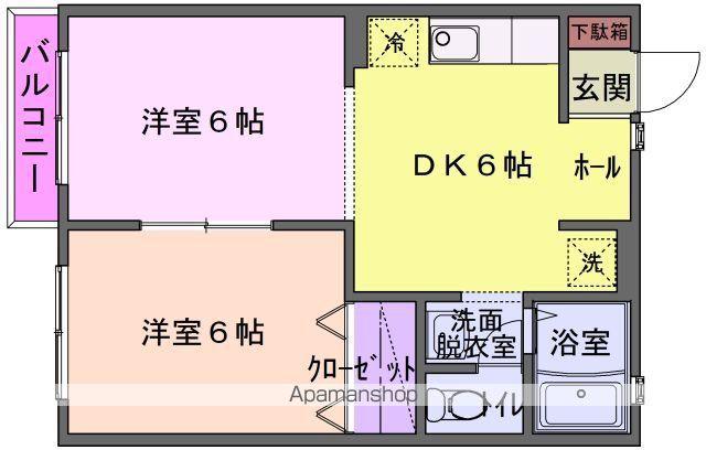 アクセスコモードM (2DK/2階)の間取り写真
