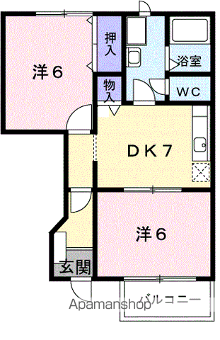 フォレスト・グリーン(2DK/1階)の間取り写真