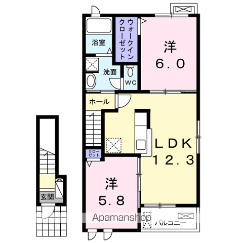 メゾン・ネオ M1(2LDK/2階)の間取り写真