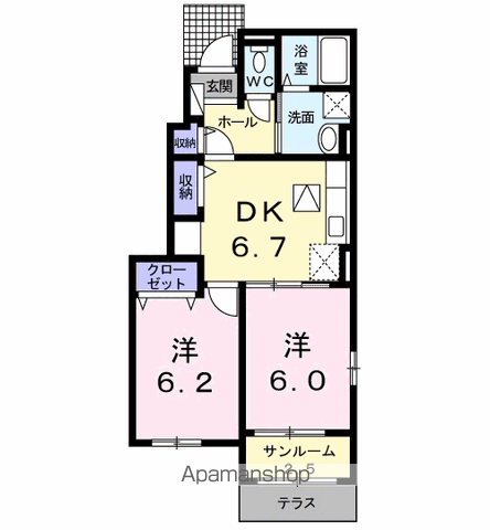 クレールⅡ A(2DK/1階)の間取り写真