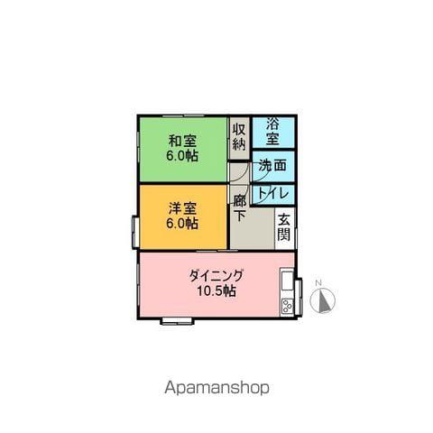大分県中津市 1階建 築39年(2LDK)の間取り写真