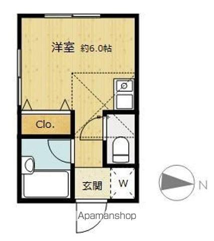 桜ヒルズ(ワンルーム/2階)の間取り写真