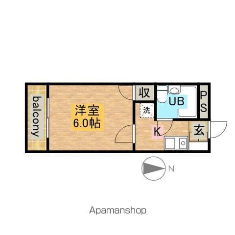 グリーンヒル(1K/4階)の間取り写真