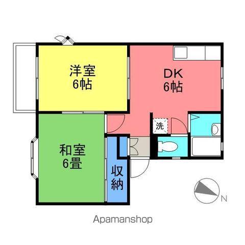 ミモザハウス(2DK/2階)の間取り写真