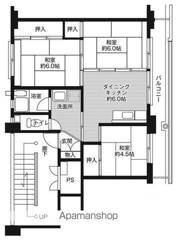 ビレッジハウス矢上 1号棟(3DK/1階)の間取り写真
