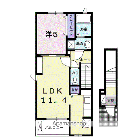 ヴァンベールⅠ(1LDK/2階)の間取り写真