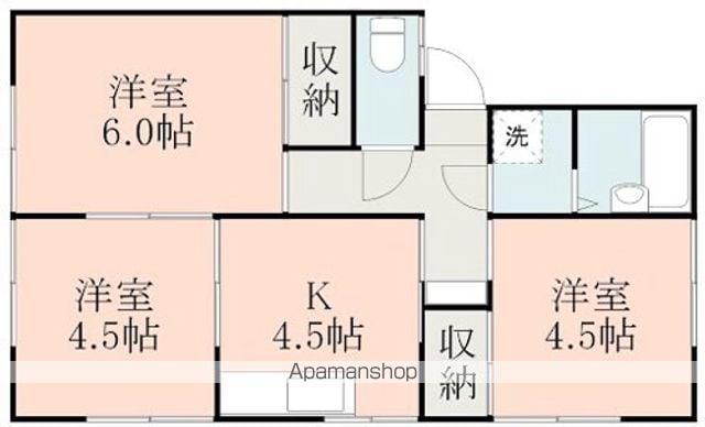 羽山ハイツ B棟(3K/2階)の間取り写真