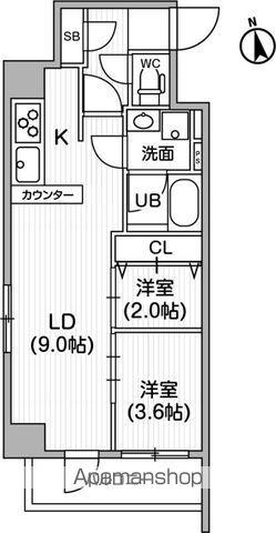 レクシード神楽坂(2LDK/5階)の間取り写真
