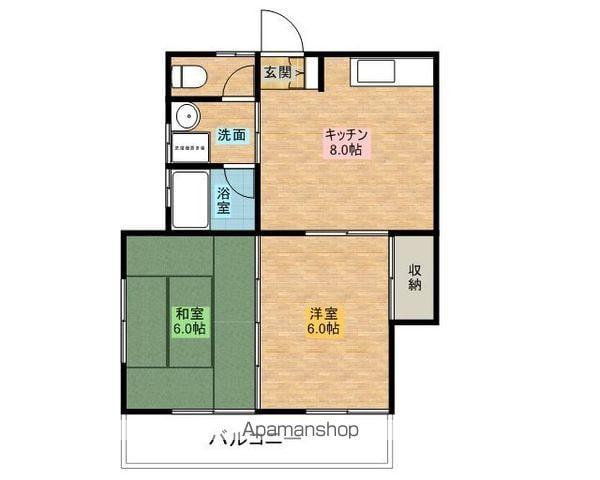 カーサ・オモダカⅡ(2DK/1階)の間取り写真