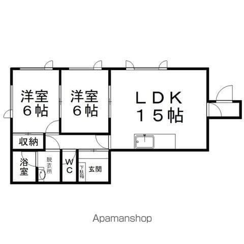 石北本線 北見駅 バス乗車時間：10分 西９号線バス停で下車 徒歩20分 1階建 築45年(2LDK)の間取り写真
